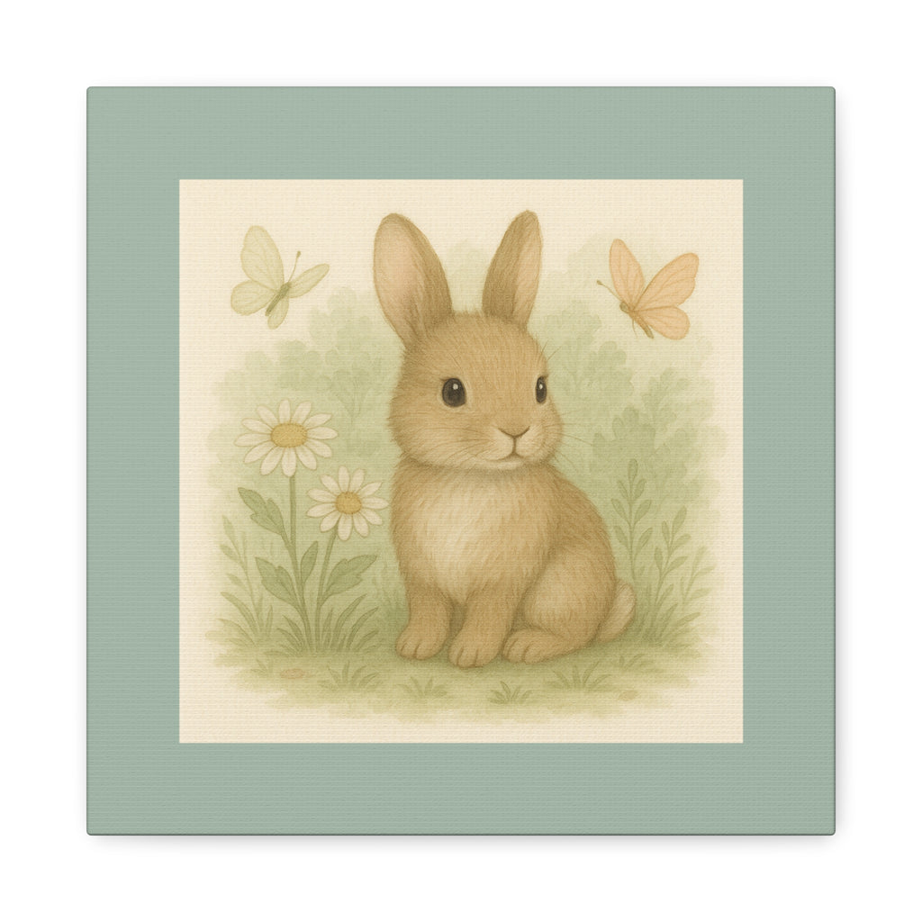 Botanical Bunny Canvas Art, Cute Wall Decor, Nursery or Kids Room, Easter Decor, Gift for Animal Lovers