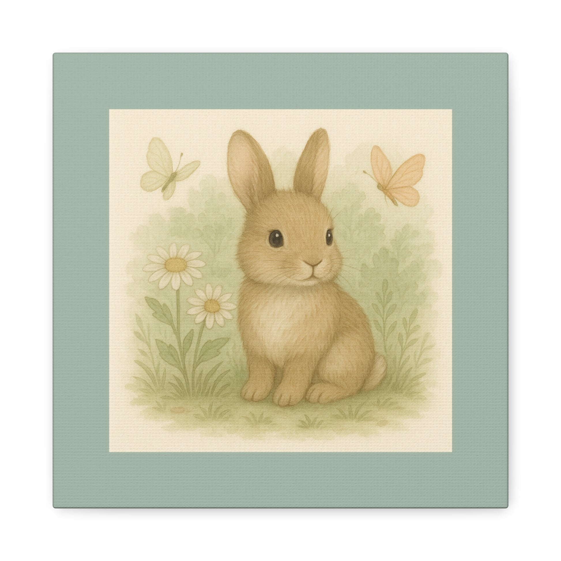 Botanical Bunny Canvas Art, Cute Wall Decor, Nursery or Kids Room, Easter Decor, Gift for Animal Lovers