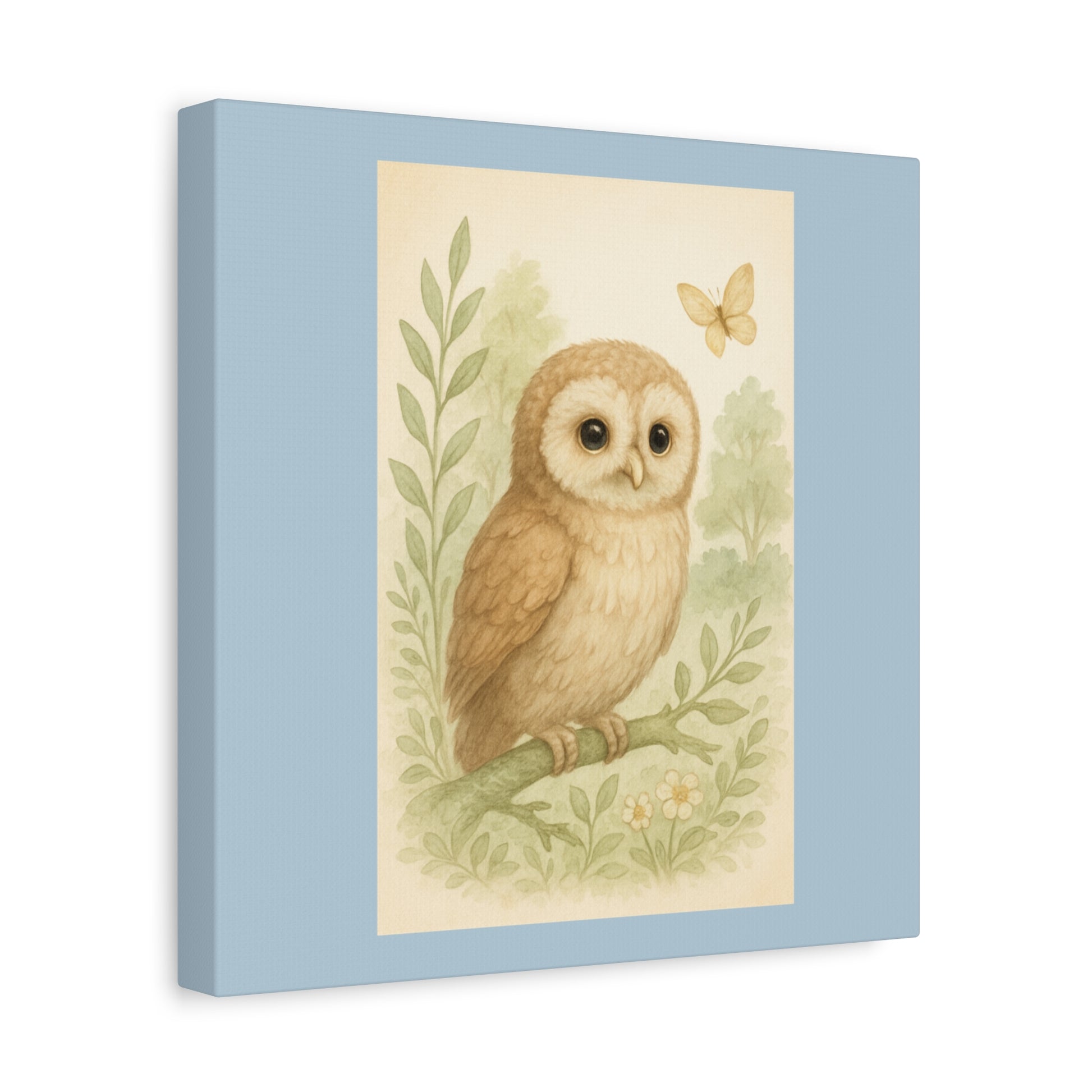 Charming Owl Canvas Print, Woodland Decor, Soft Color Palette, Nature Art, Kid’s Room Wall Art, Gift for Animal Lovers