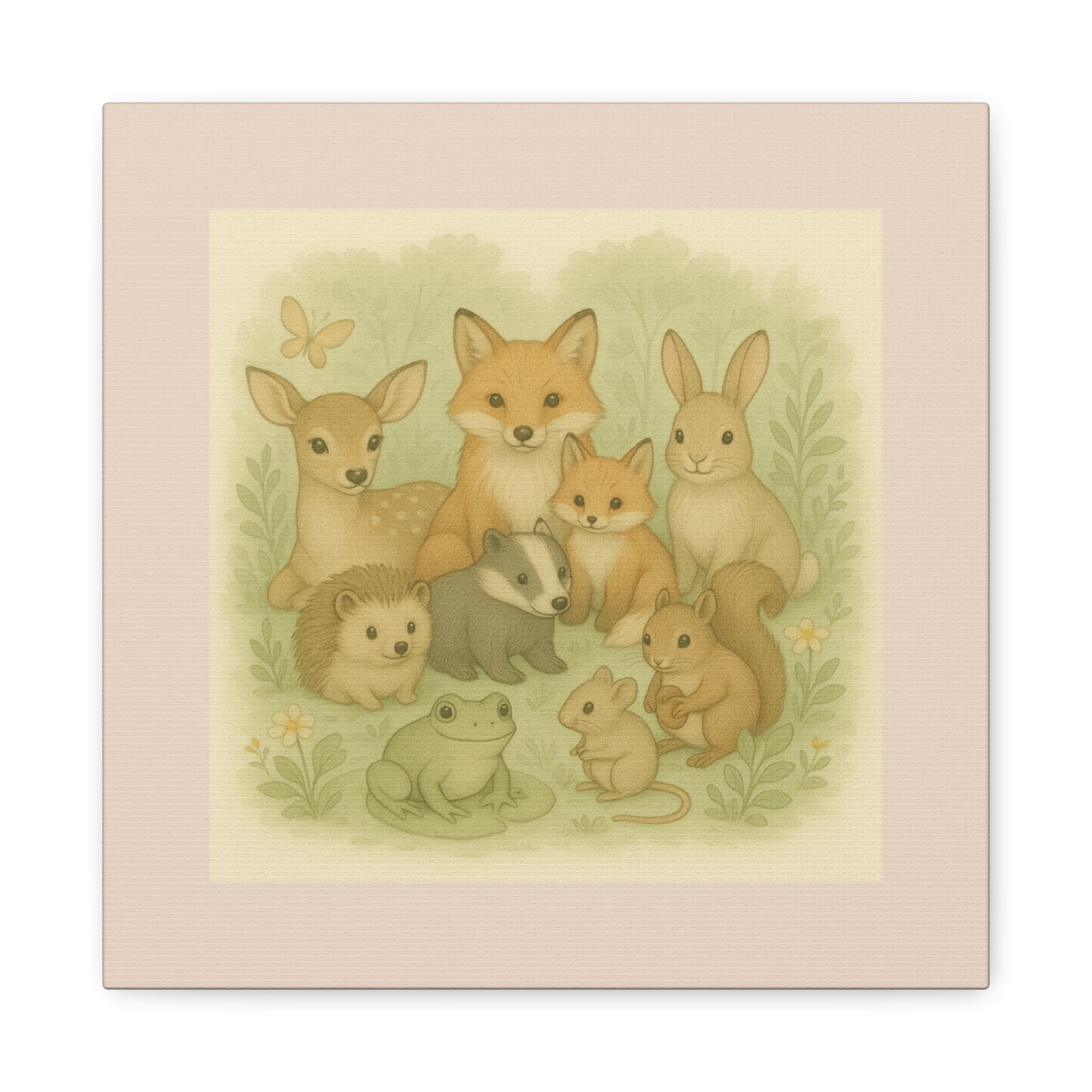 Whimsical Animal Art Canvas, Kids Room Decor, Nature Lovers Gift, Nursery Wall Art, Childrens Home Decor