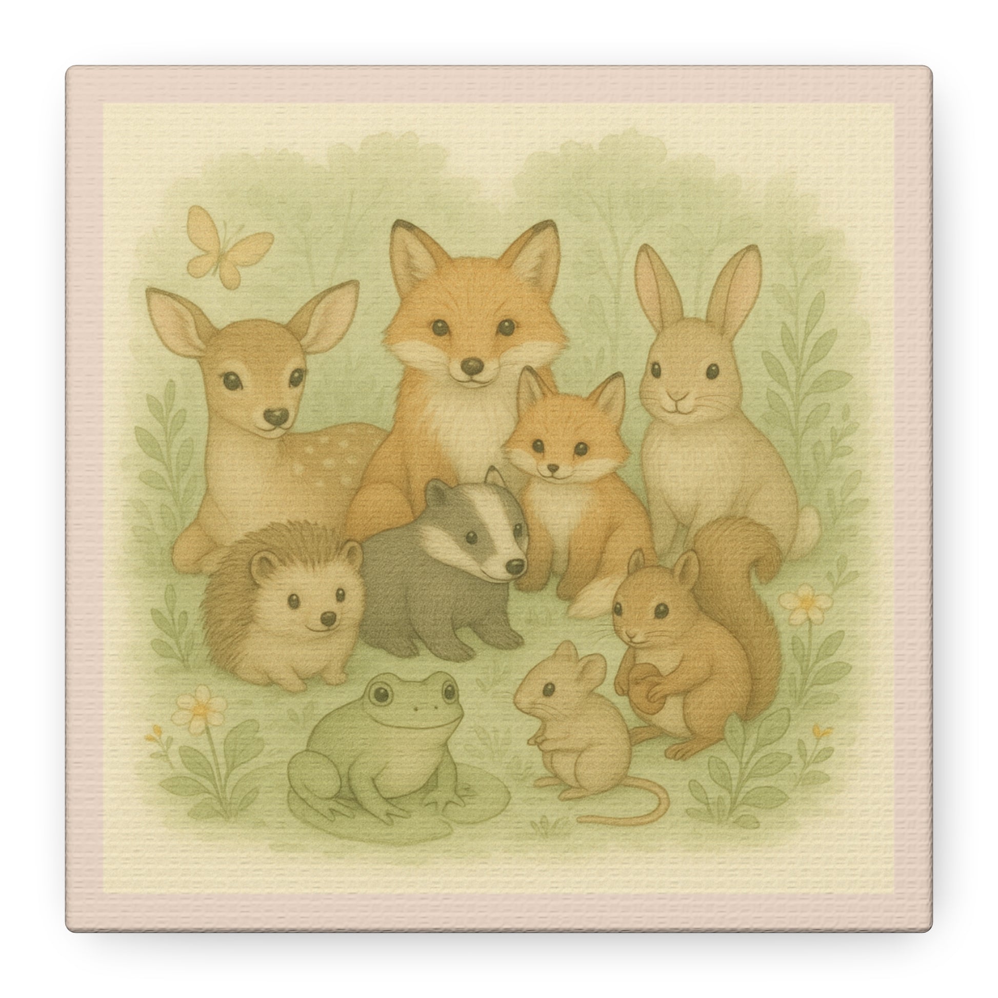 Whimsical Animal Art Canvas, Kids Room Decor, Nature Lovers Gift, Nursery Wall Art, Childrens Home Decor