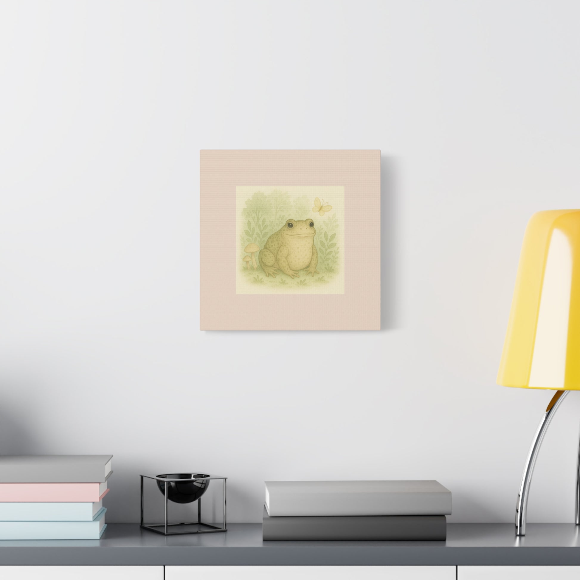 Frog Art Canvas Print, Soft Decor for Nature Lovers, Cute Wall Art for Kids, Gifts for Animal Lovers, Nursery Decor, Botanical Wall Art