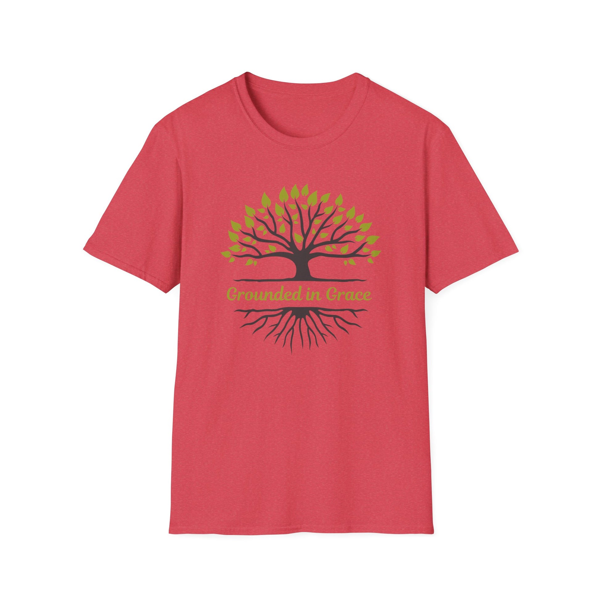 Grounded in Grace Tree T-Shirt | Unisex Softstyle Tee for Nature Lovers, Eco-Friendly Gift, Mindfulness, Spirituality, Everyday Wear