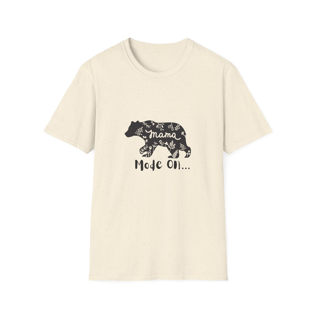 Mama Bear Mode On Unisex Softstyle T-Shirt, Cute Mama Shirt, Casual Family Wear, Bear Design Tee, Everyday Comfort T-Shirt