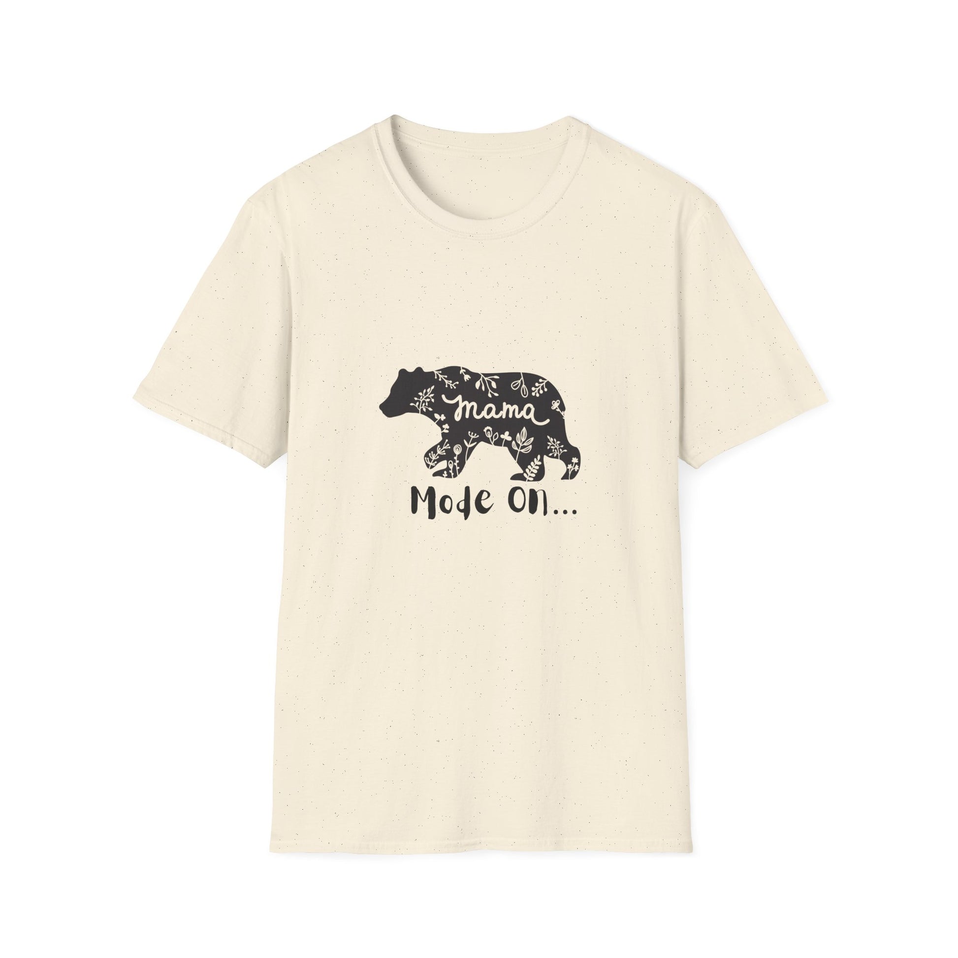 Mama Bear Mode On Unisex Softstyle T-Shirt, Cute Mama Shirt, Casual Family Wear, Bear Design Tee, Everyday Comfort T-Shirt
