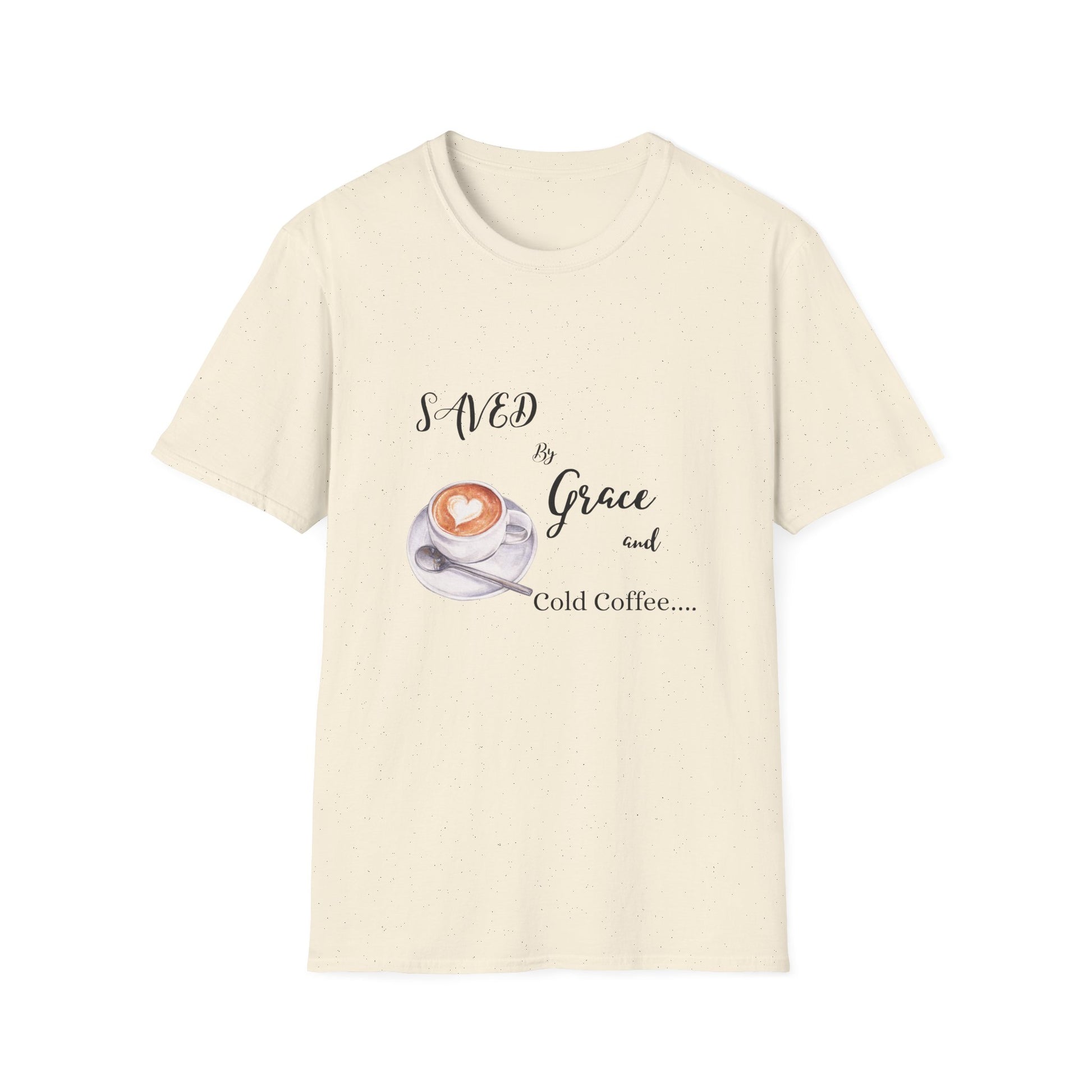 Grace and Cold Coffee T-Shirt, Inspirational Tee, Gift for Coffee Lovers, Faith-Based Apparel, Casual Everyday Wear, Perfect for Birthdays