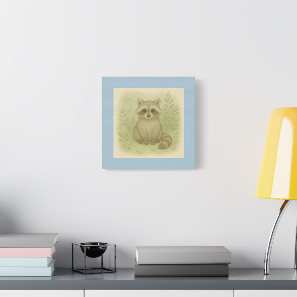 Charming Raccoon Art Canvas, Cute Animal Wall Decor, Nursery Art, Gift for Kids, Wildlife Lover's Home Decor