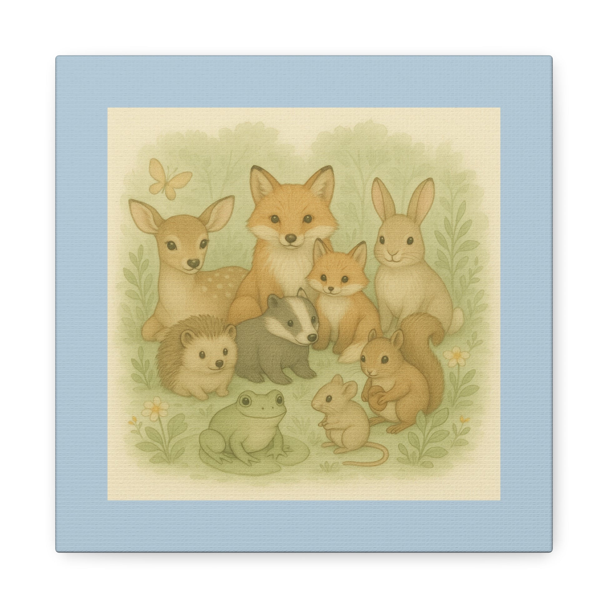 Whimsical Animal Canvas Art, Cute Nursery Decor, Woodland Creatures Wall Art, Children's Room Decoration, Baby Shower Gift