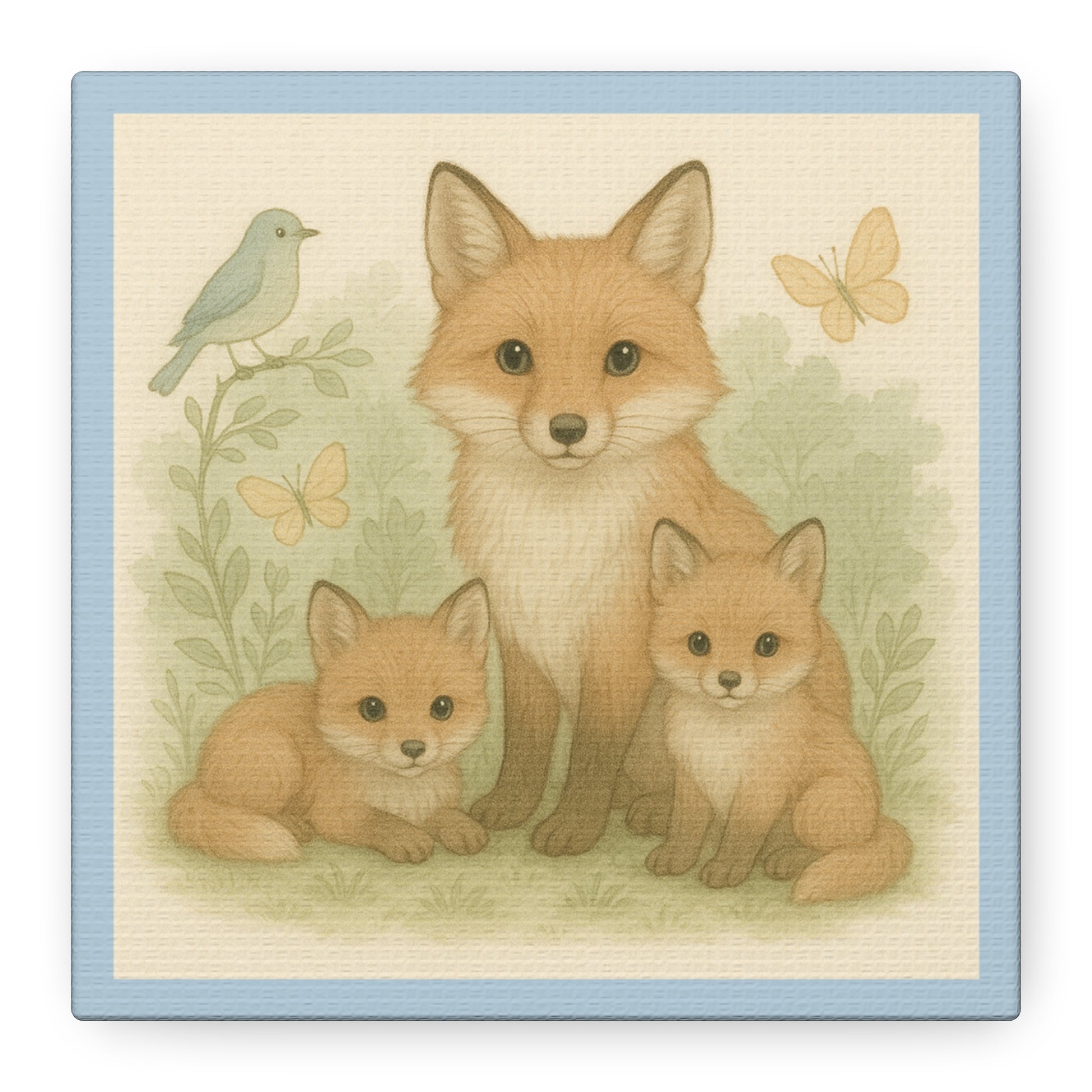 Fox Family Art Canvas, Nursery Decor, Woodland Wall Art, Kids Room Decor, Baby Shower Gift