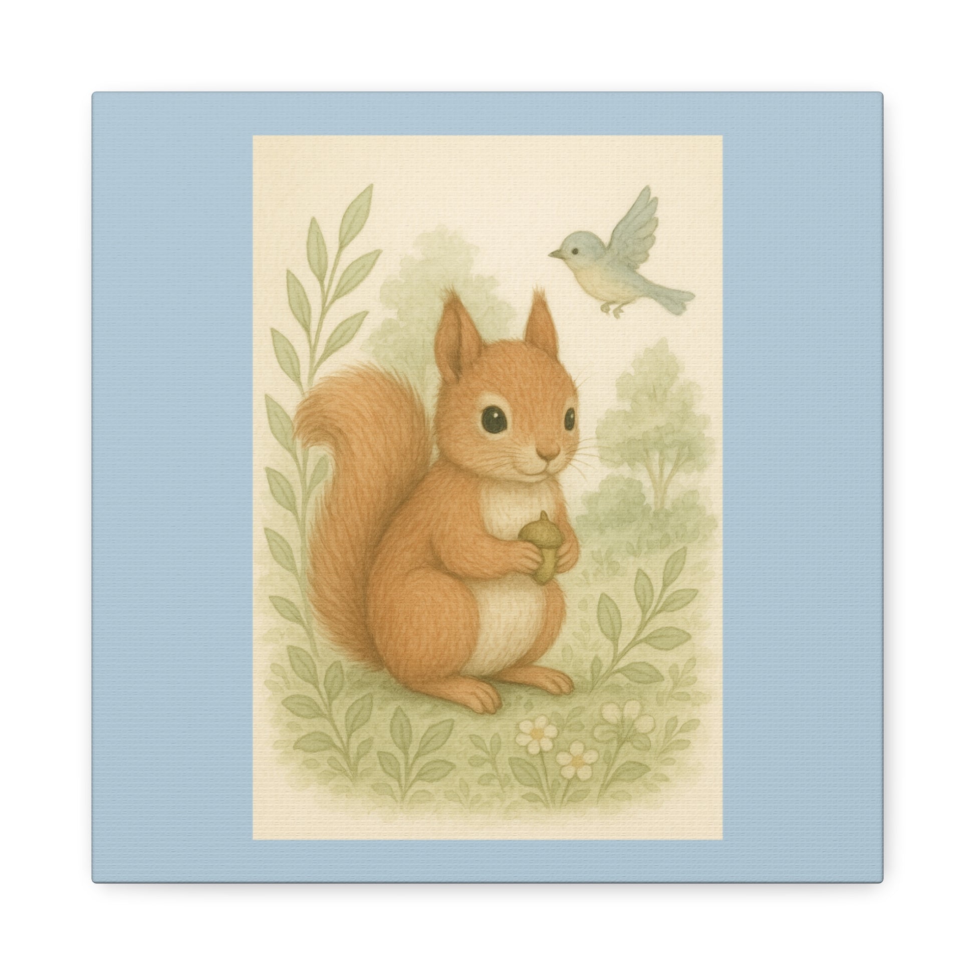 Whimsical Squirrel Canvas Print, Cute Animal Wall Art, Nature Decor, Children's Room, Gift Idea