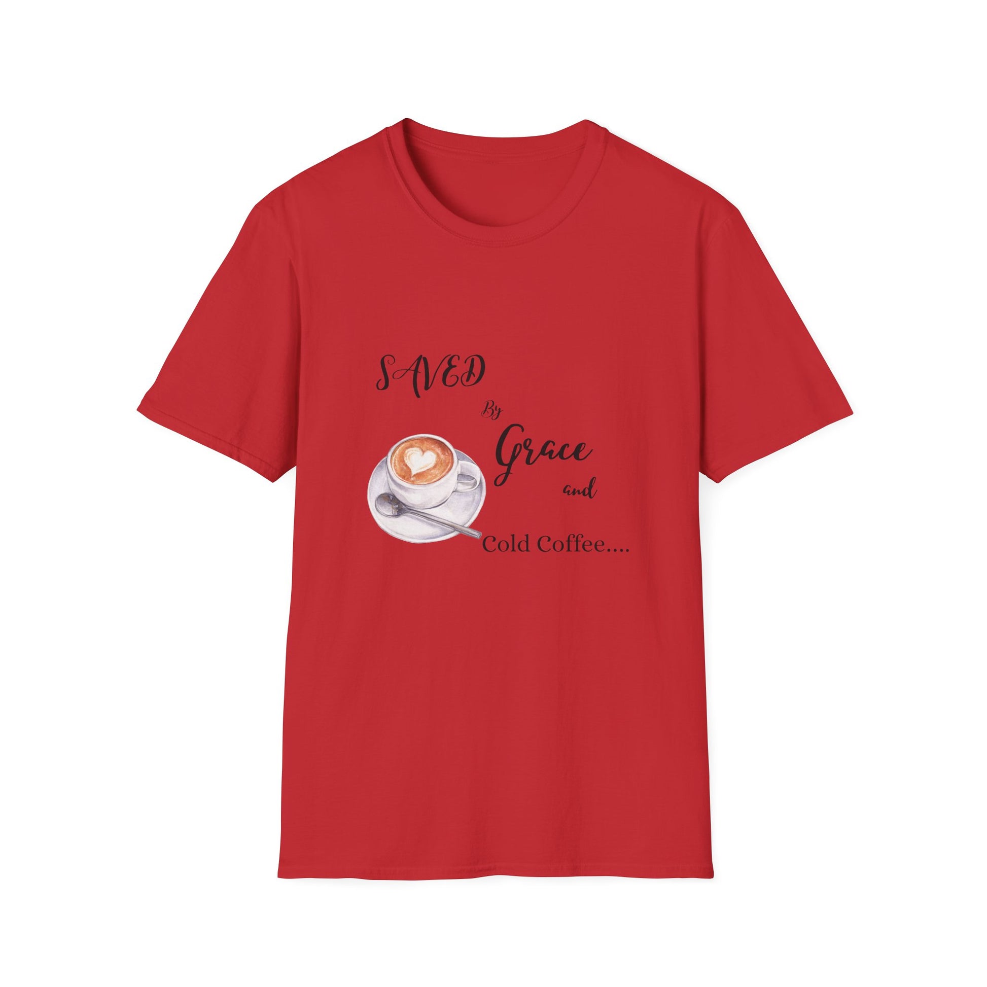 Grace and Cold Coffee T-Shirt, Inspirational Tee, Gift for Coffee Lovers, Faith-Based Apparel, Casual Everyday Wear, Perfect for Birthdays