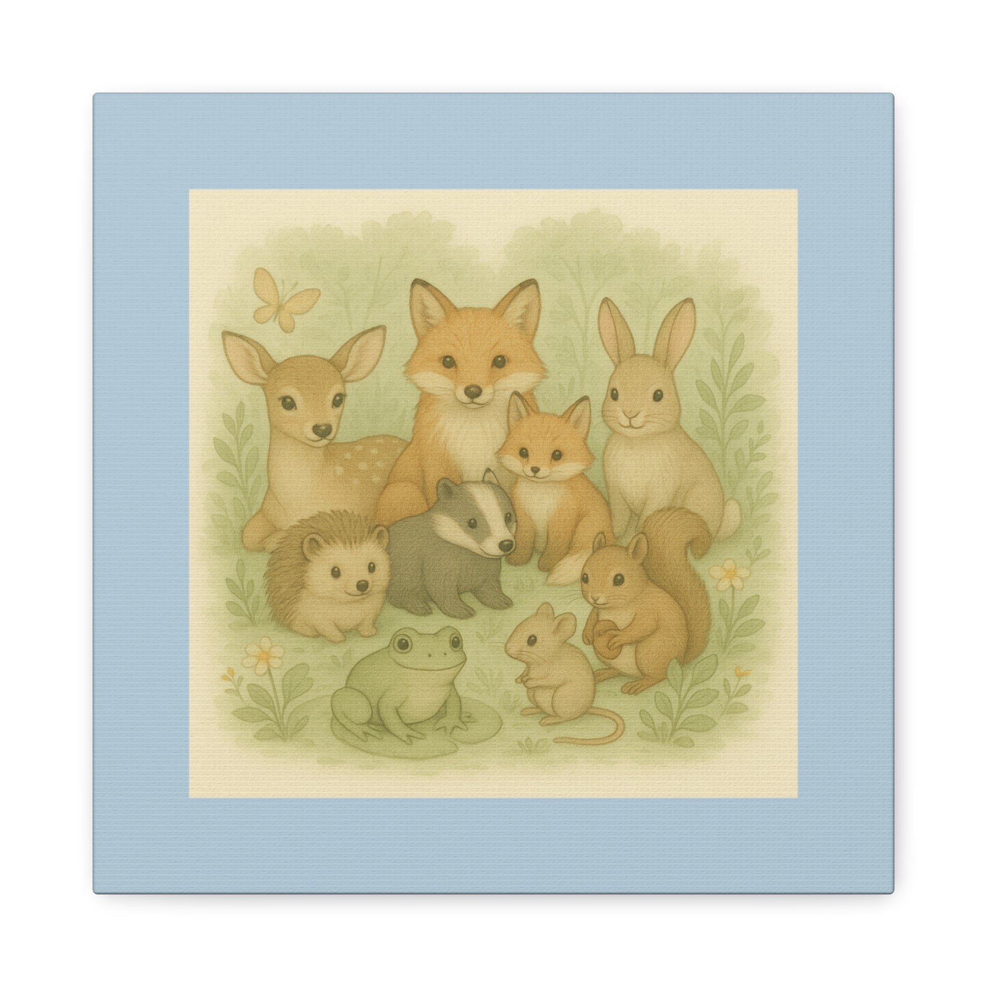Whimsical Animal Canvas Art, Cute Nursery Decor, Woodland Creatures Wall Art, Children's Room Decoration, Baby Shower Gift