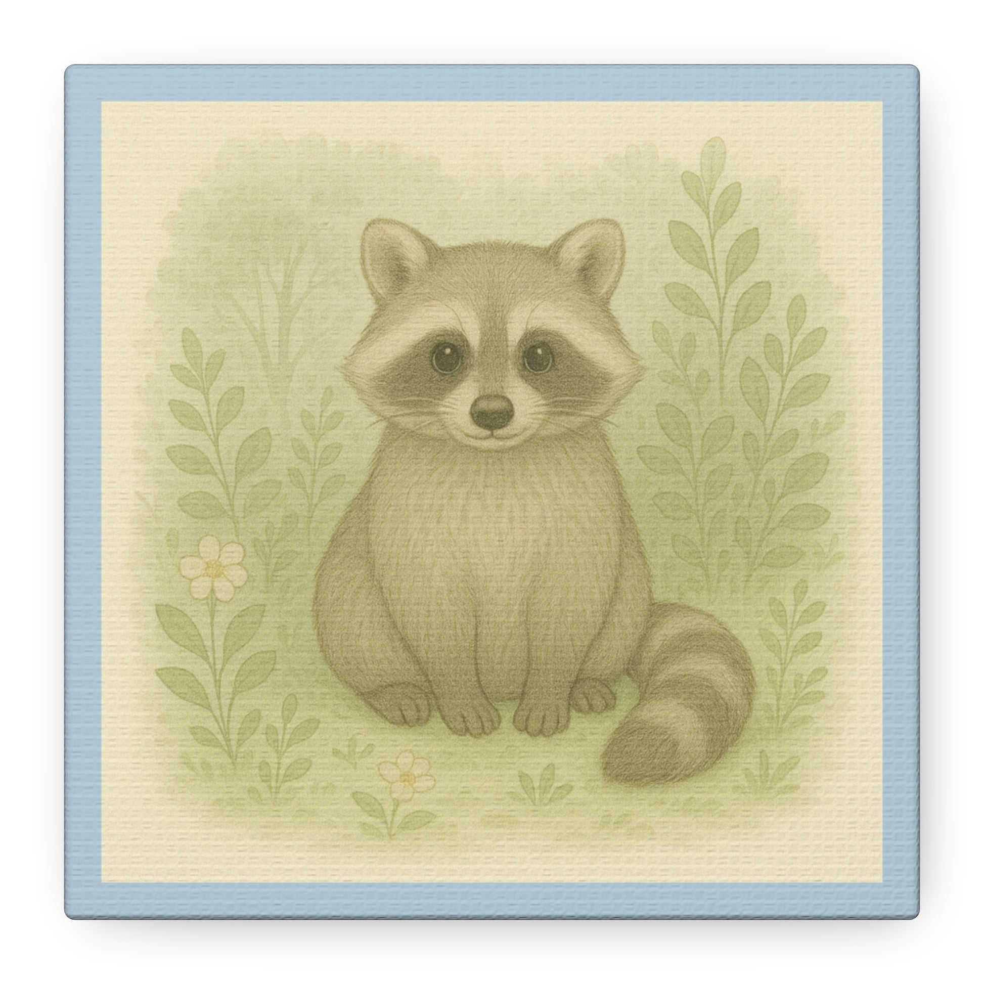 Charming Raccoon Art Canvas, Cute Animal Wall Decor, Nursery Art, Gift for Kids, Wildlife Lover's Home Decor