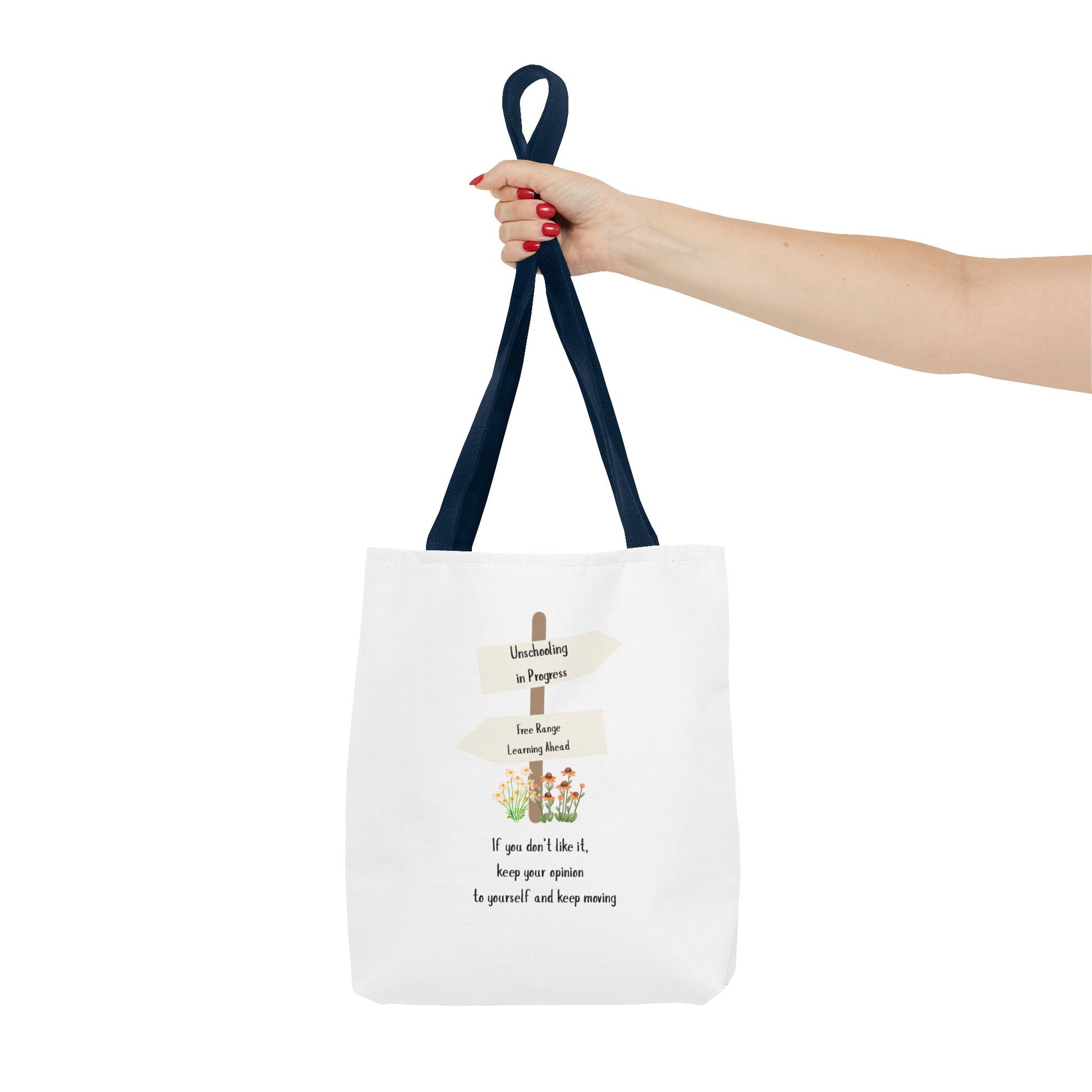 Unschooling in Progress, Free Range Learning ahead.  Motivational Reusable Bag, Eco-Friendly Shopping, Gift for Students, Positive Quote Bag