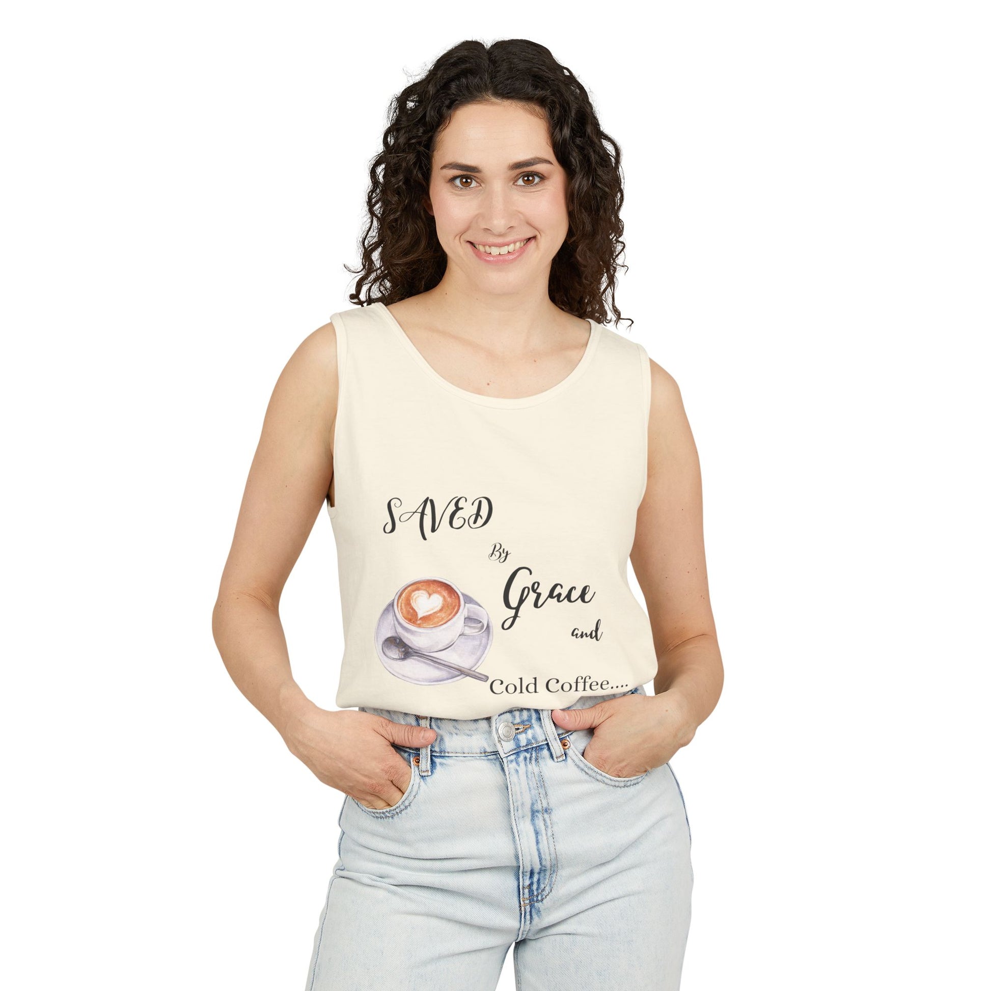 Coffee Lovers Garment-Dyed Tank Top, Perfect for Summer, Gifts for Coffee Enthusiasts, Relaxed Fit, Casual Wear, Inspirational Apparel