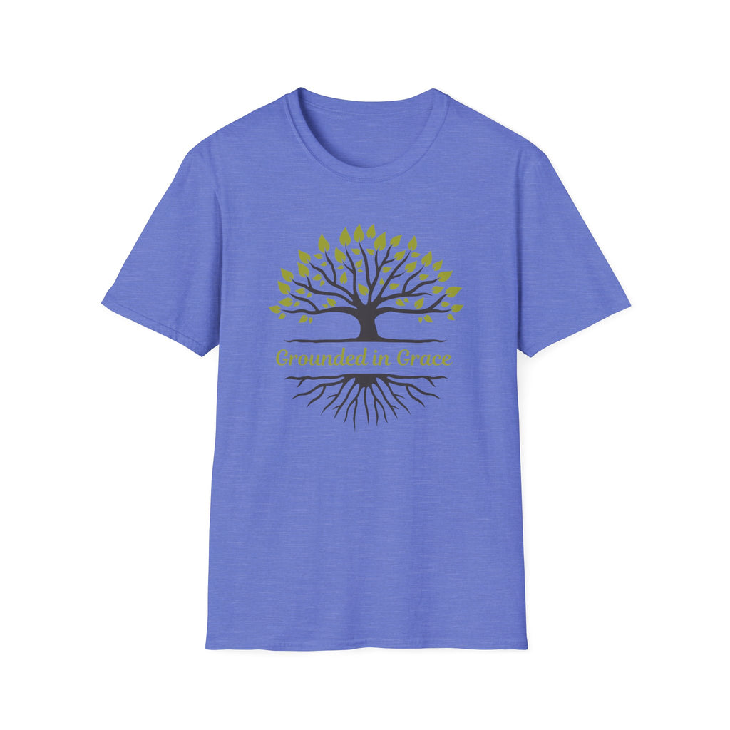 Grounded in Grace Tree T-Shirt | Unisex Softstyle Tee for Nature Lovers, Eco-Friendly Gift, Mindfulness, Spirituality, Everyday Wear