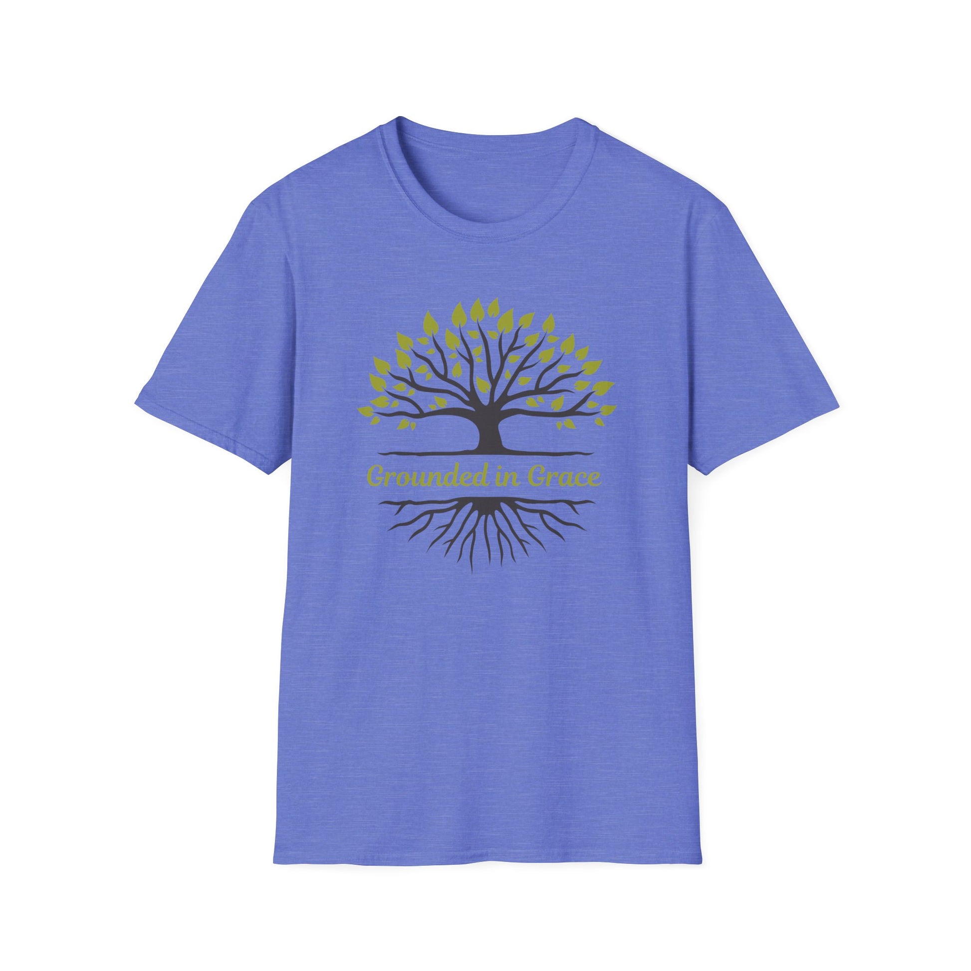 Grounded in Grace Tree T-Shirt | Unisex Softstyle Tee for Nature Lovers, Eco-Friendly Gift, Mindfulness, Spirituality, Everyday Wear