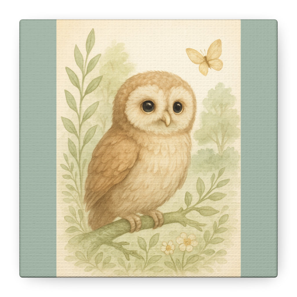 Whimsical Owl Canvas Art, Nature-Inspired Decor, Wildlife Wall Art, Nursery Wall Hanging, Childrens Room Gifts
