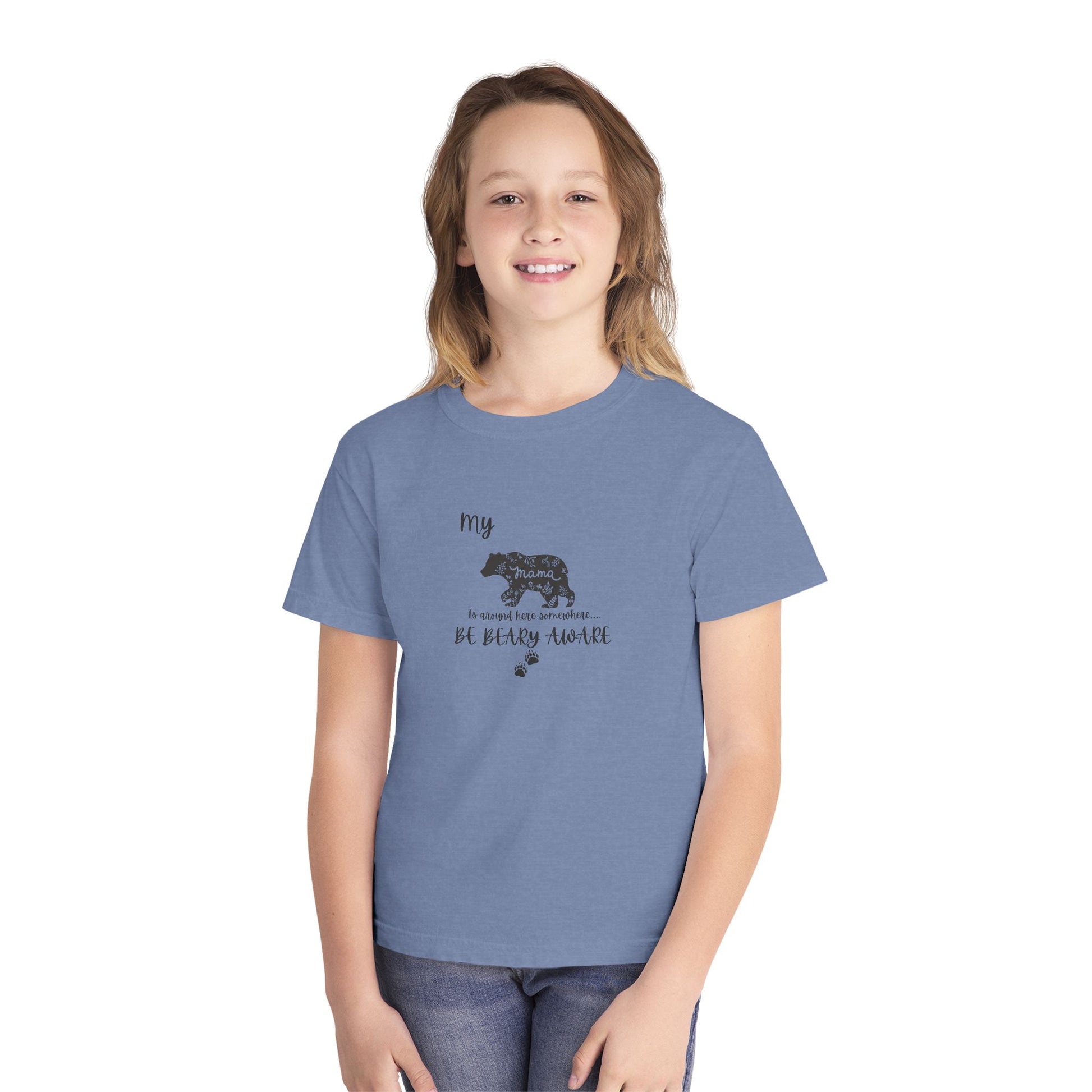Cute Animal Lover Youth Tee, Be Bear-y Aware Tee, Kids Wildlife Shirt, Nature Enthusiast Gift, Children's Birthday Apparel