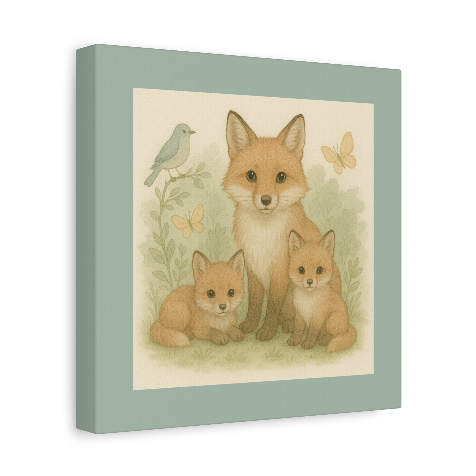 Charming Fox Family Canvas Art, Nursery Decor, Animal Wall Art, Kids Room Decoration, Nature Inspired Home Decor