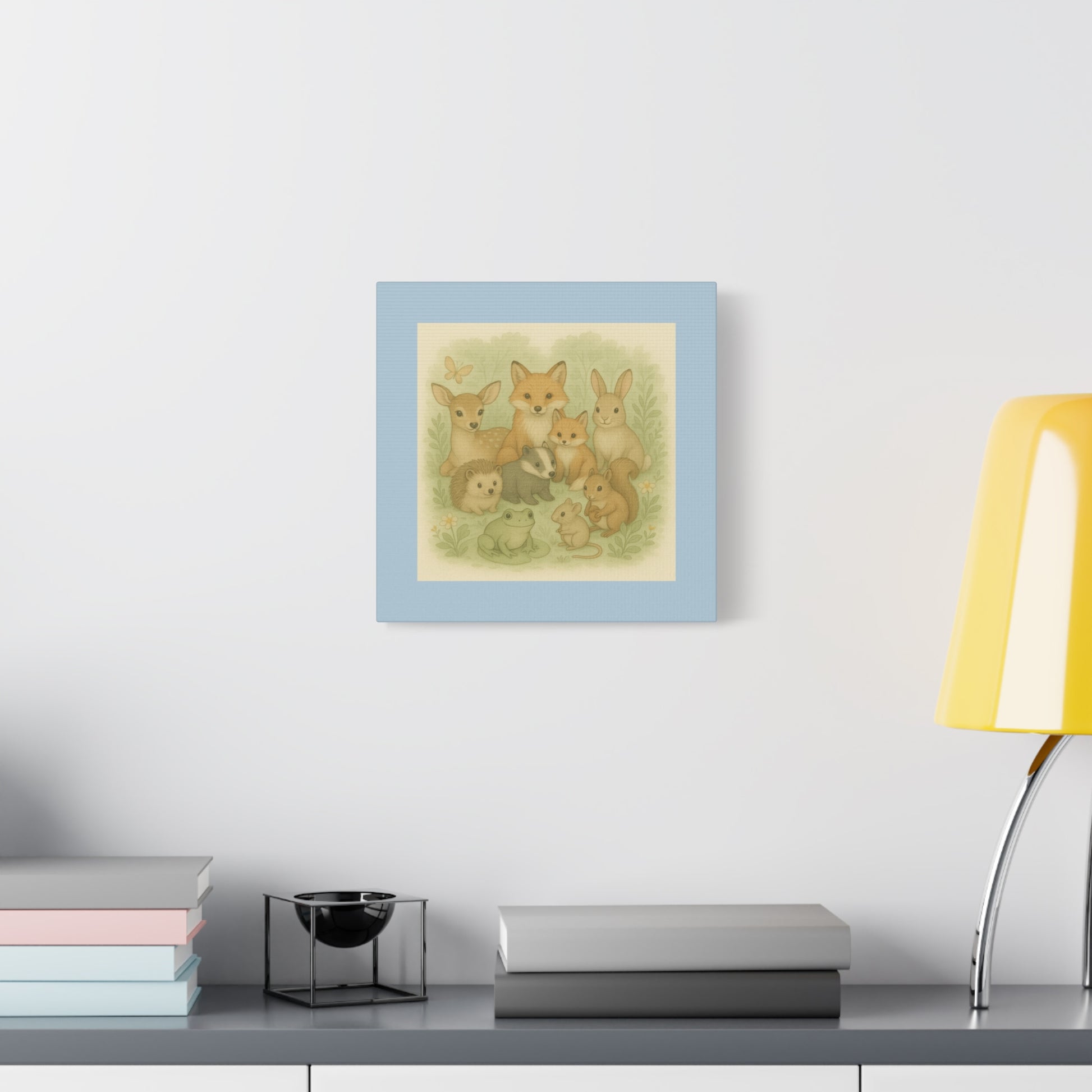 Whimsical Animal Canvas Art, Cute Nursery Decor, Woodland Creatures Wall Art, Children's Room Decoration, Baby Shower Gift