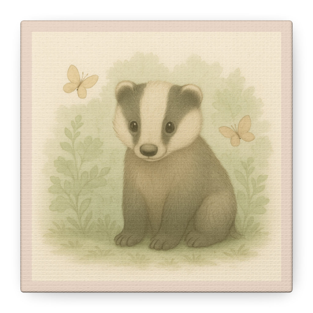 Adorable Badger Canvas Art, Nursery Wall Decor, Animal Print, Baby Shower Gift, Children's Room Decoration, Cute Wildlife Decor
