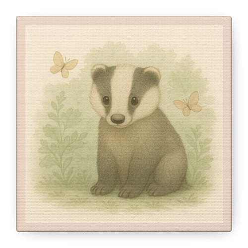 Adorable Badger Canvas Art, Nursery Wall Decor, Animal Print, Baby Shower Gift, Children's Room Decoration, Cute Wildlife Decor