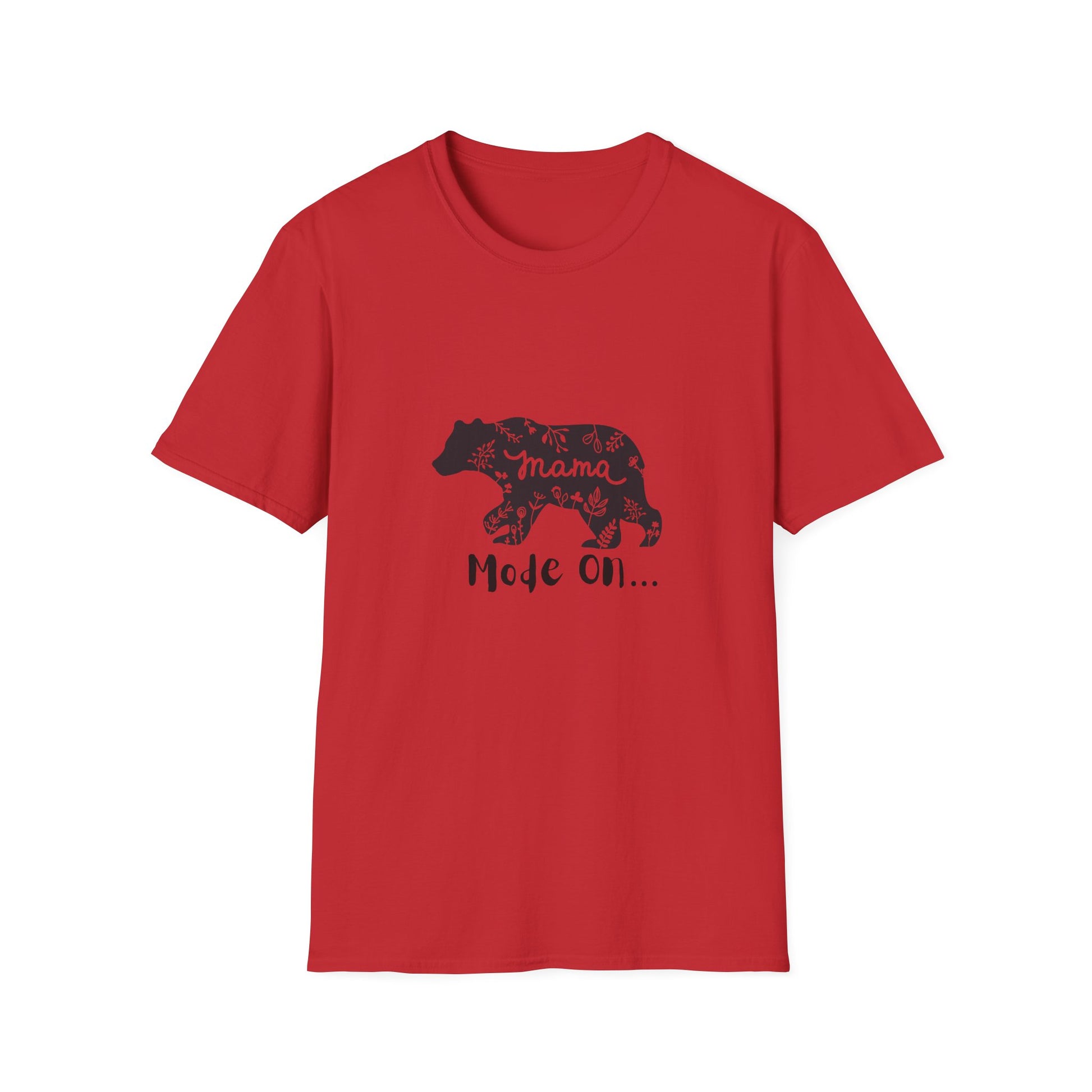 Mama Bear Mode On Unisex Softstyle T-Shirt, Cute Mama Shirt, Casual Family Wear, Bear Design Tee, Everyday Comfort T-Shirt