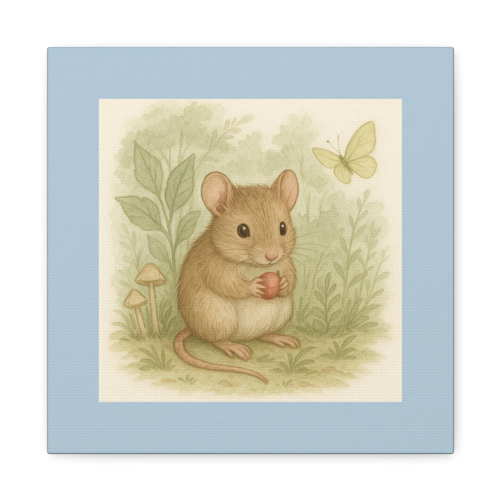 Charming Mouse Art Canvas, Wall Decor for Nursery, Kids Room, Gift for Animal Lovers, Spring Decor, Home Art