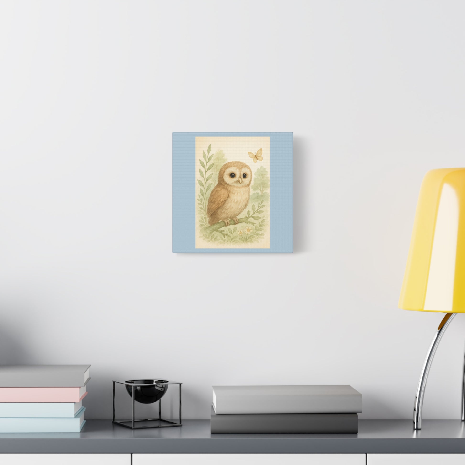 Charming Owl Canvas Print, Woodland Decor, Soft Color Palette, Nature Art, Kid’s Room Wall Art, Gift for Animal Lovers