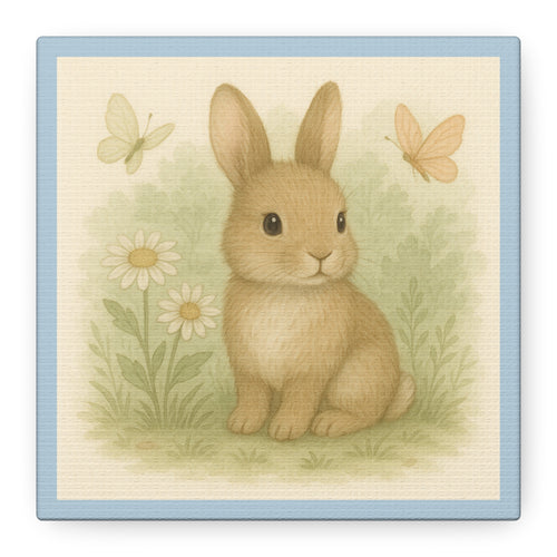 Adorable Bunny Canvas Wall Art, Cute Rabbit Decor, Children's Room Decor, Spring Home Decoration, Easter Gift Idea