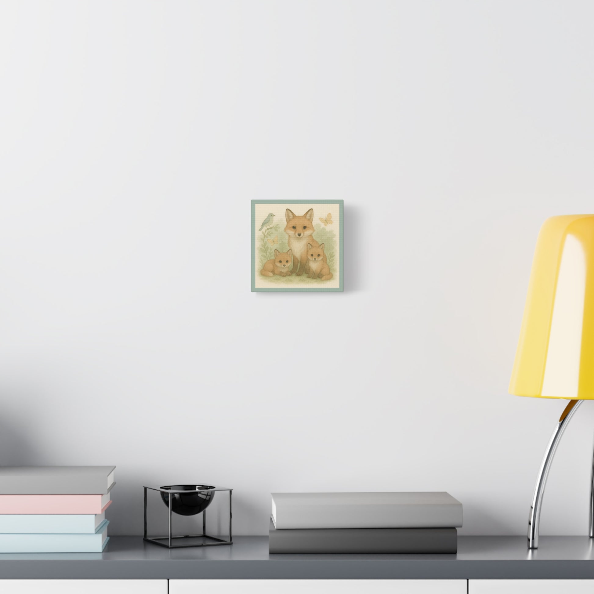 Charming Fox Family Canvas Art, Nursery Decor, Animal Wall Art, Kids Room Decoration, Nature Inspired Home Decor