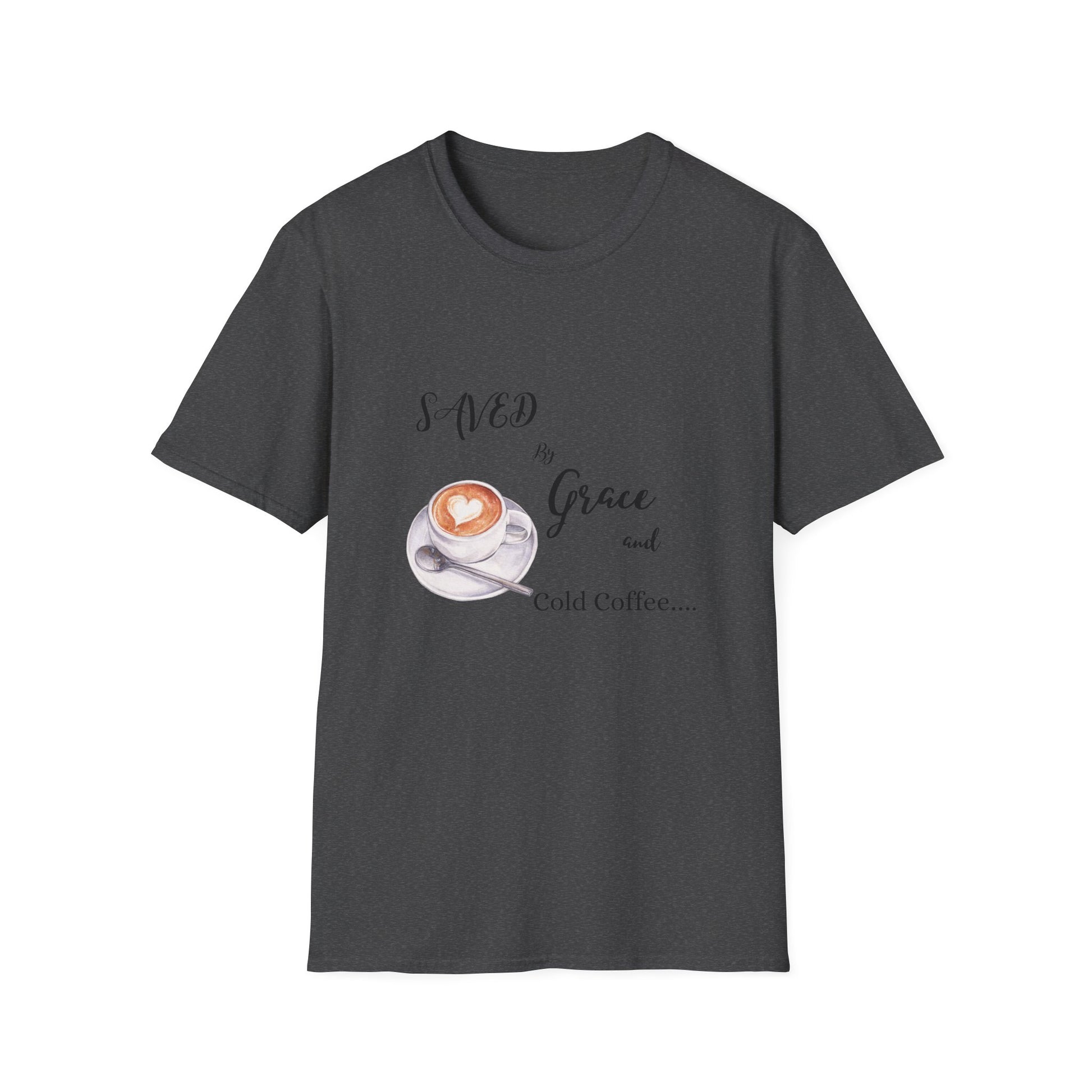 Grace and Cold Coffee T-Shirt, Inspirational Tee, Gift for Coffee Lovers, Faith-Based Apparel, Casual Everyday Wear, Perfect for Birthdays