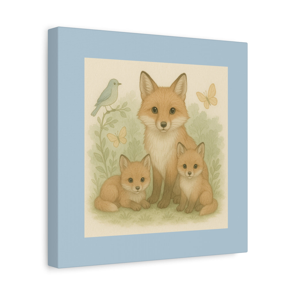Fox Family Art Canvas, Nursery Decor, Woodland Wall Art, Kids Room Decor, Baby Shower Gift