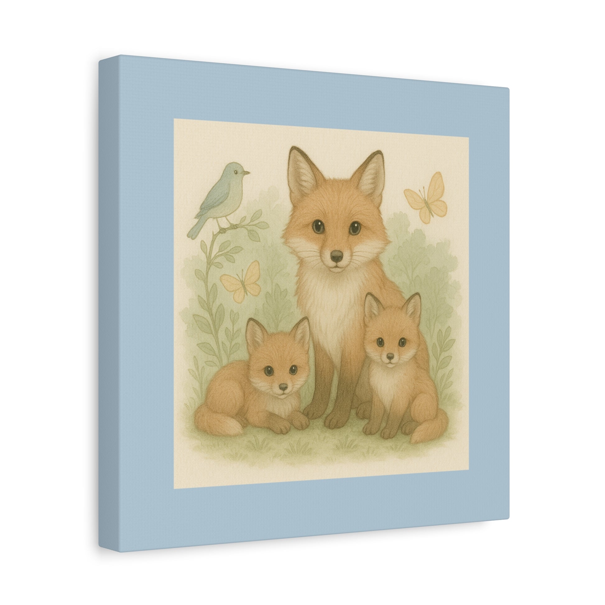 Fox Family Art Canvas, Nursery Decor, Woodland Wall Art, Kids Room Decor, Baby Shower Gift