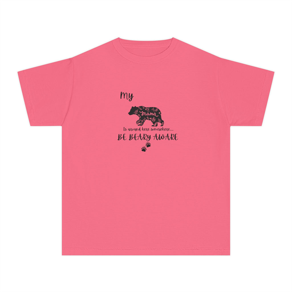 Cute Animal Lover Youth Tee, Be Bear-y Aware Tee, Kids Wildlife Shirt, Nature Enthusiast Gift, Children's Birthday Apparel
