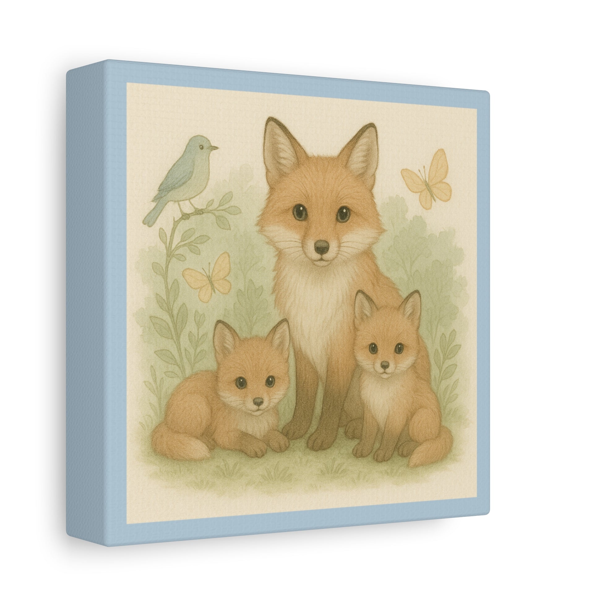 Fox Family Art Canvas, Nursery Decor, Woodland Wall Art, Kids Room Decor, Baby Shower Gift