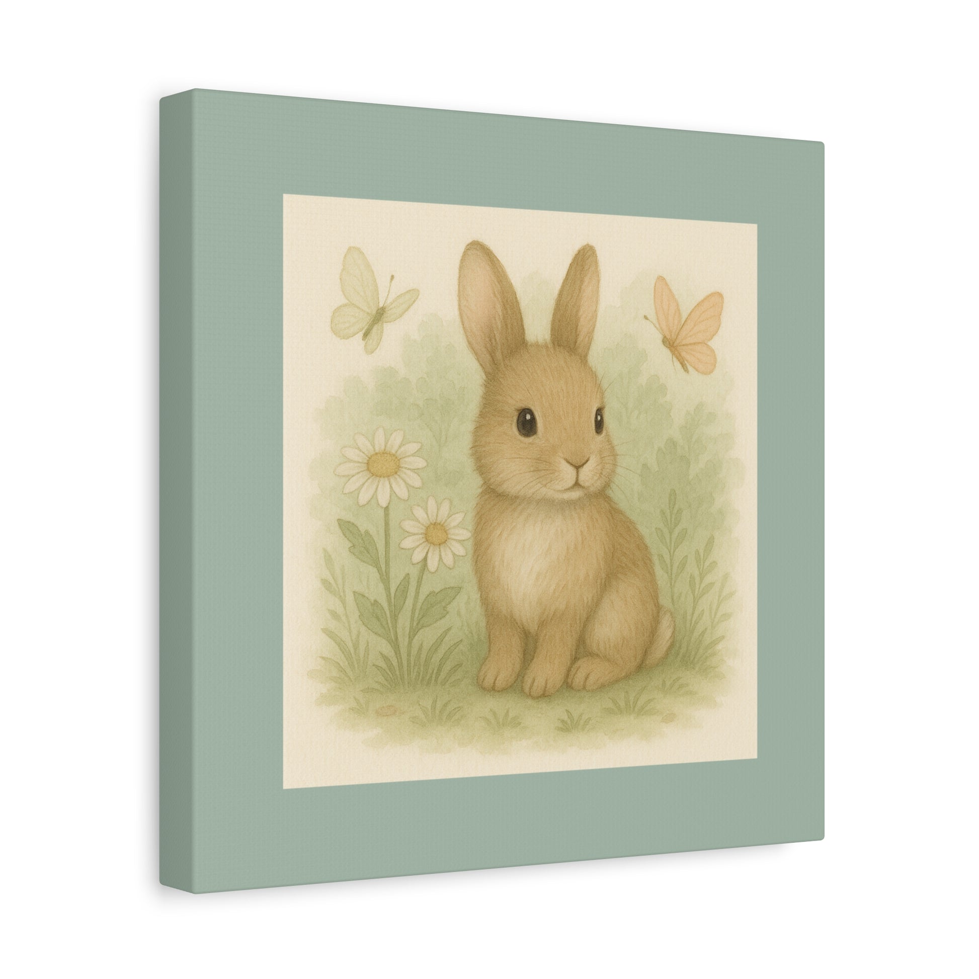 Botanical Bunny Canvas Art, Cute Wall Decor, Nursery or Kids Room, Easter Decor, Gift for Animal Lovers