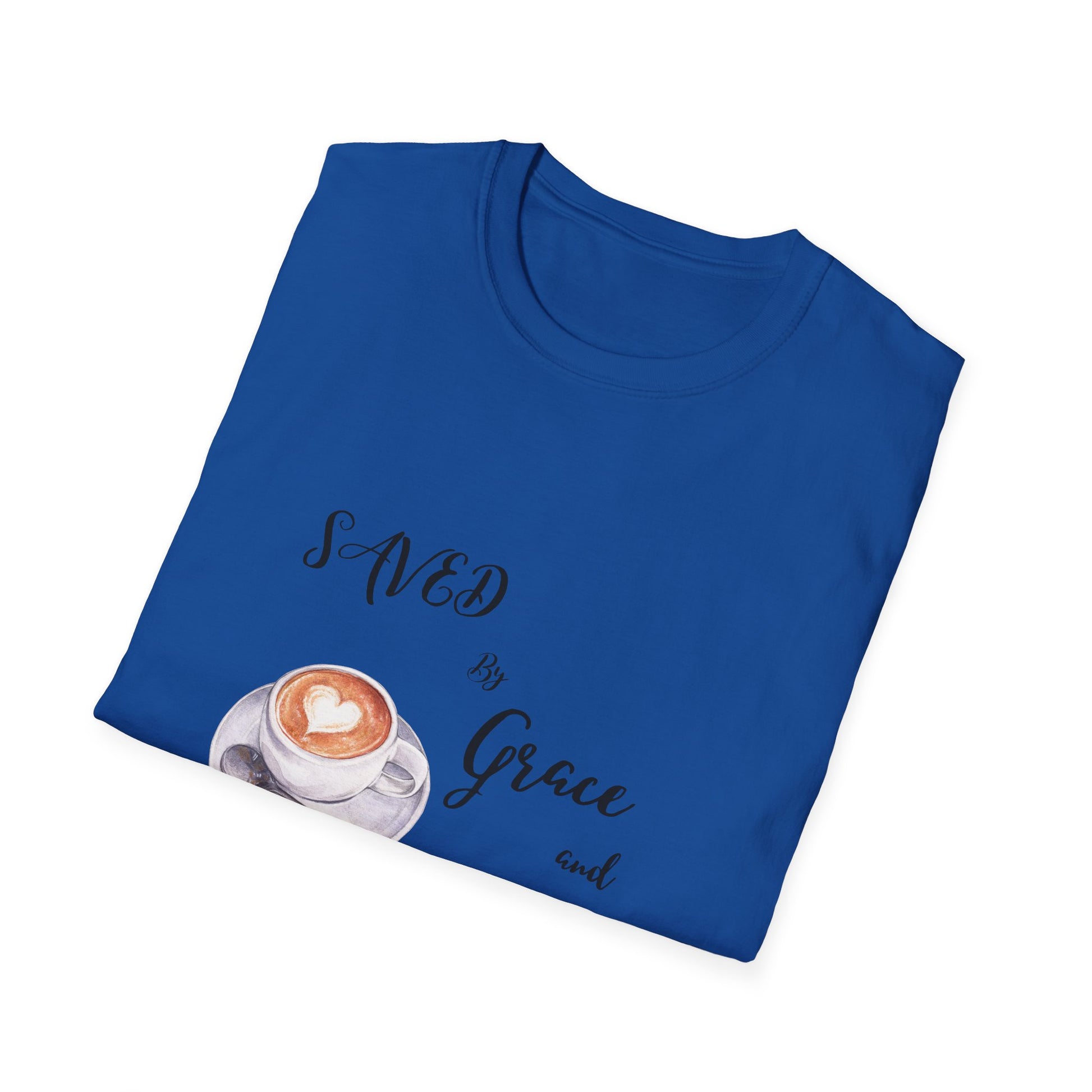 Grace and Cold Coffee T-Shirt, Inspirational Tee, Gift for Coffee Lovers, Faith-Based Apparel, Casual Everyday Wear, Perfect for Birthdays