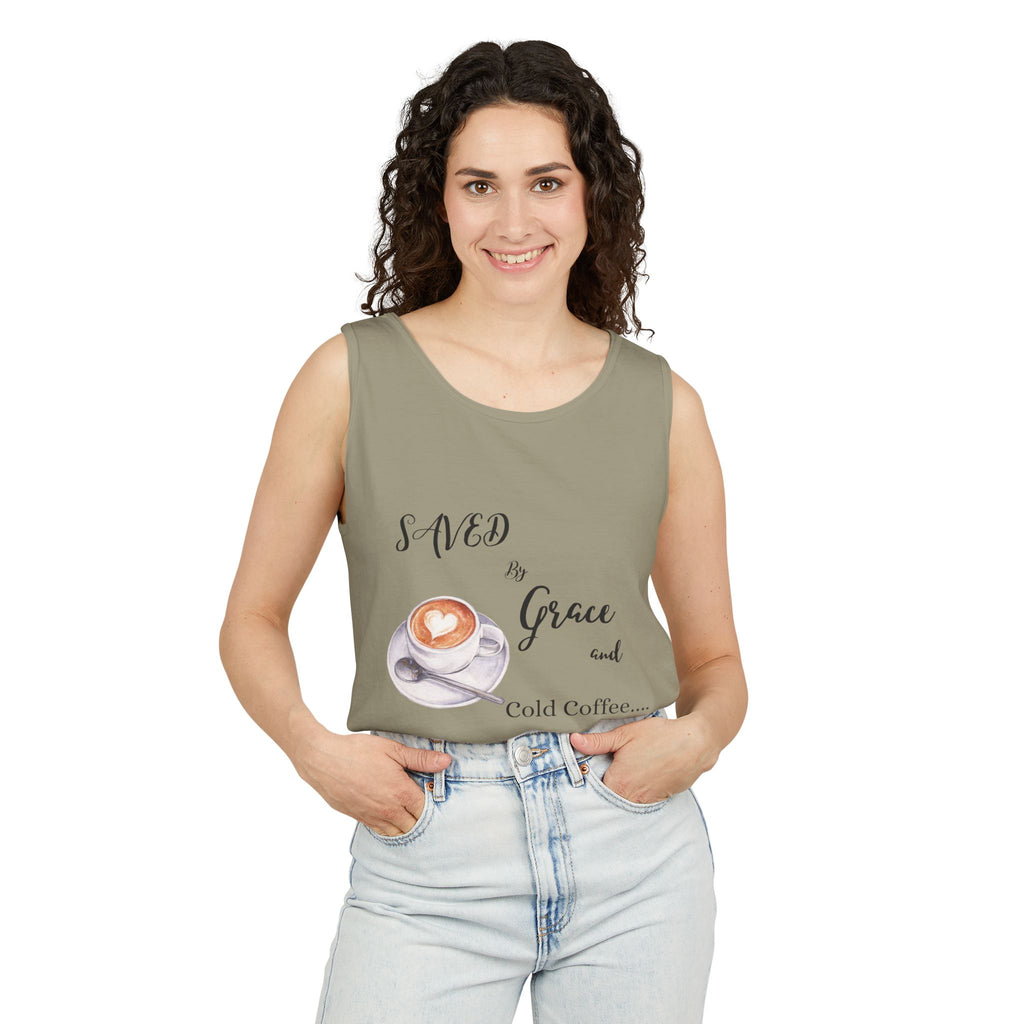 Coffee Lovers Garment-Dyed Tank Top, Perfect for Summer, Gifts for Coffee Enthusiasts, Relaxed Fit, Casual Wear, Inspirational Apparel