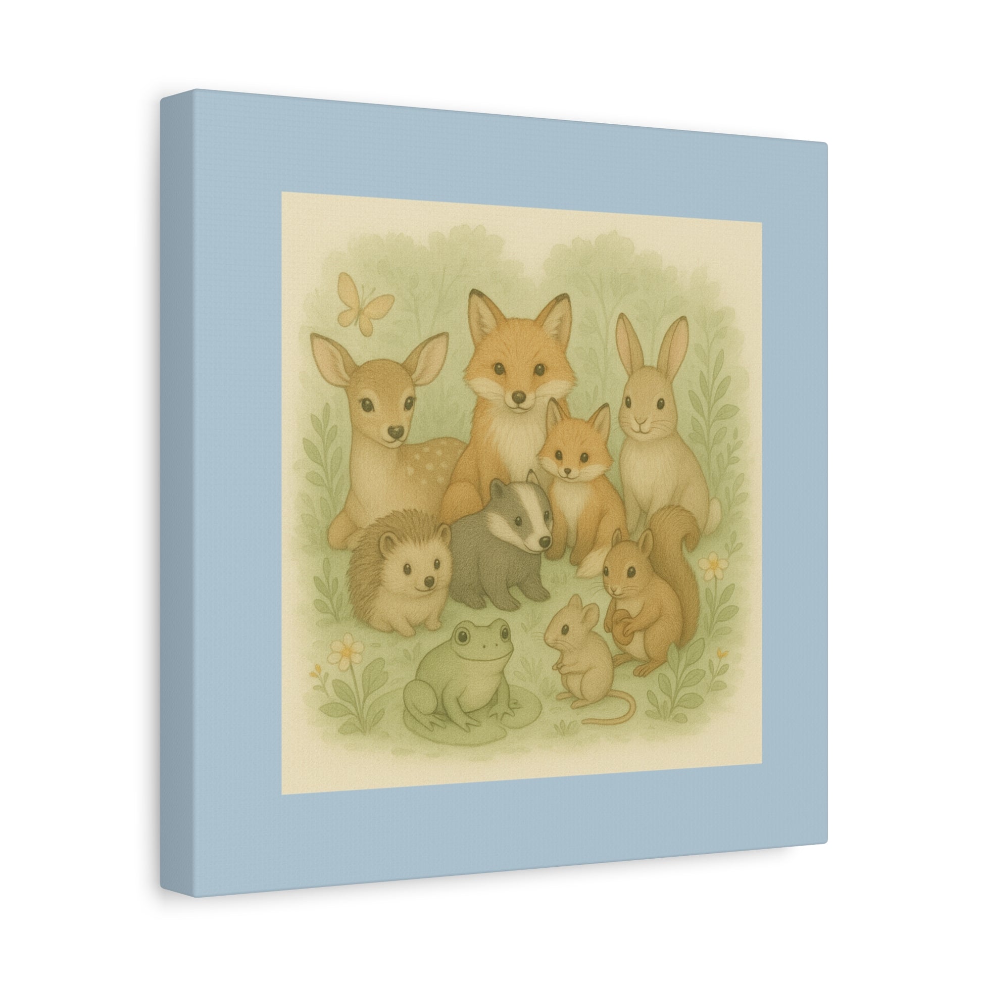 Whimsical Animal Canvas Art, Cute Nursery Decor, Woodland Creatures Wall Art, Children's Room Decoration, Baby Shower Gift