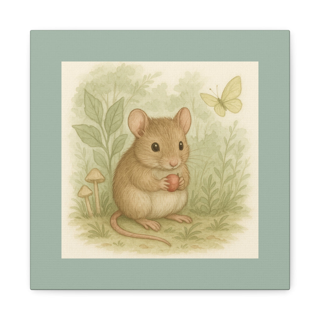 Adorable Mouse Canvas Art, Cute Animal Wall Decor for Kids, Nursery Art, Woodland Theme Decoration, Gift Idea for Animal Lovers