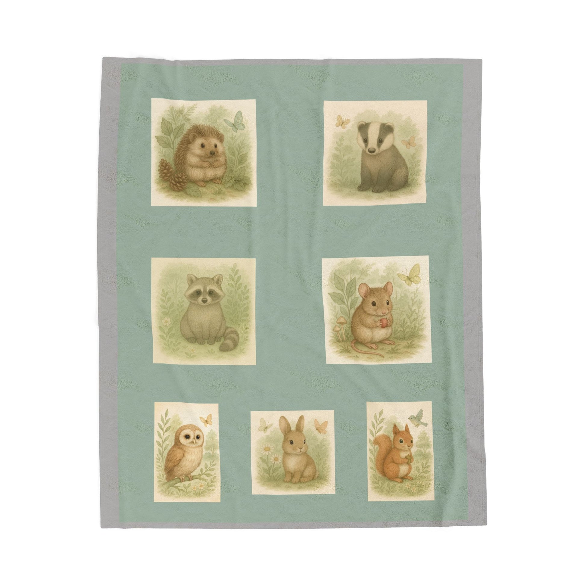 Whimsical Animal Velveteen Plush Blanket, Soft Throw for Kids Room, Cozy Pet Blanket, Perfect Baby Shower Gift, Nursery Decor