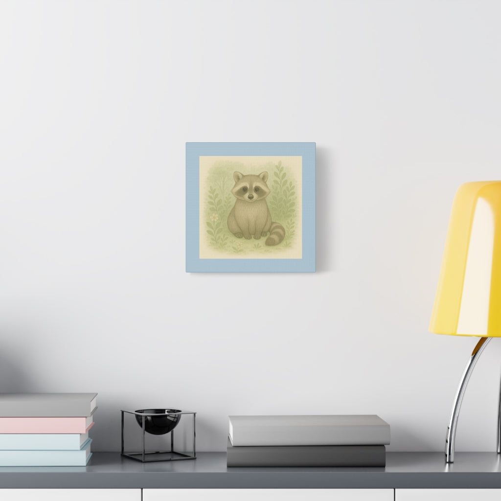Charming Raccoon Art Canvas, Cute Animal Wall Decor, Nursery Art, Gift for Kids, Wildlife Lover's Home Decor
