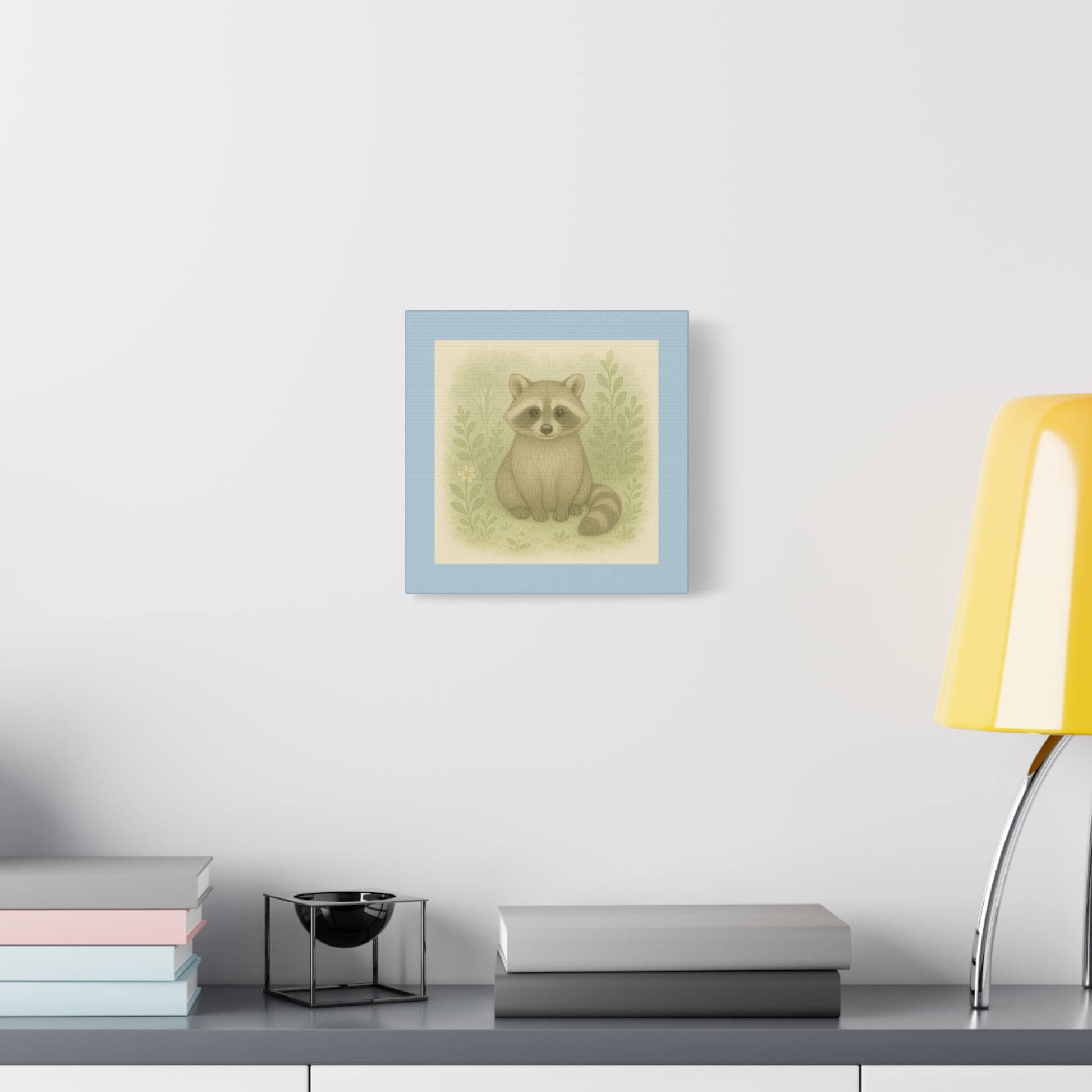 Charming Raccoon Art Canvas, Cute Animal Wall Decor, Nursery Art, Gift for Kids, Wildlife Lover's Home Decor