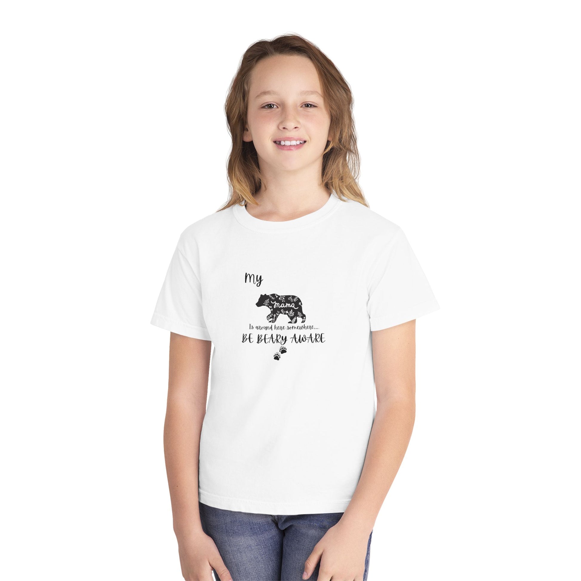 Cute Animal Lover Youth Tee, Be Bear-y Aware Tee, Kids Wildlife Shirt, Nature Enthusiast Gift, Children's Birthday Apparel