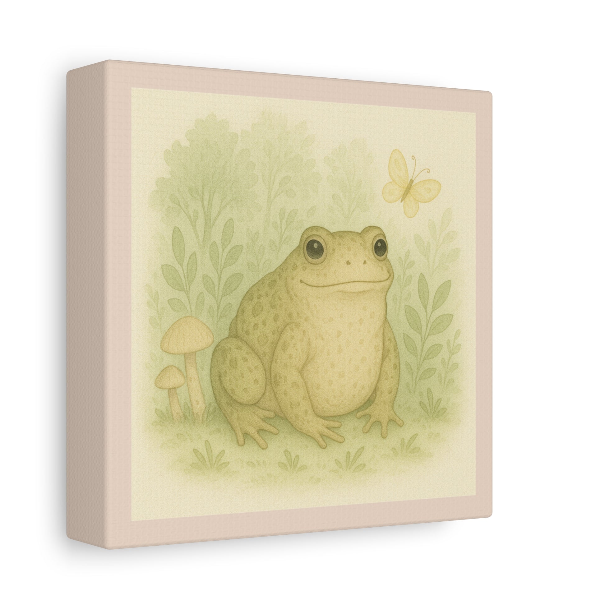 Frog Art Canvas Print, Soft Decor for Nature Lovers, Cute Wall Art for Kids, Gifts for Animal Lovers, Nursery Decor, Botanical Wall Art