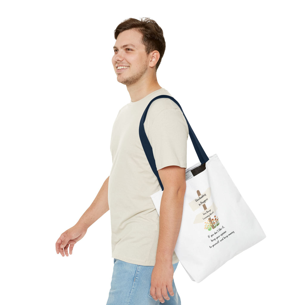 Unschooling in Progress, Free Range Learning ahead.  Motivational Reusable Bag, Eco-Friendly Shopping, Gift for Students, Positive Quote Bag