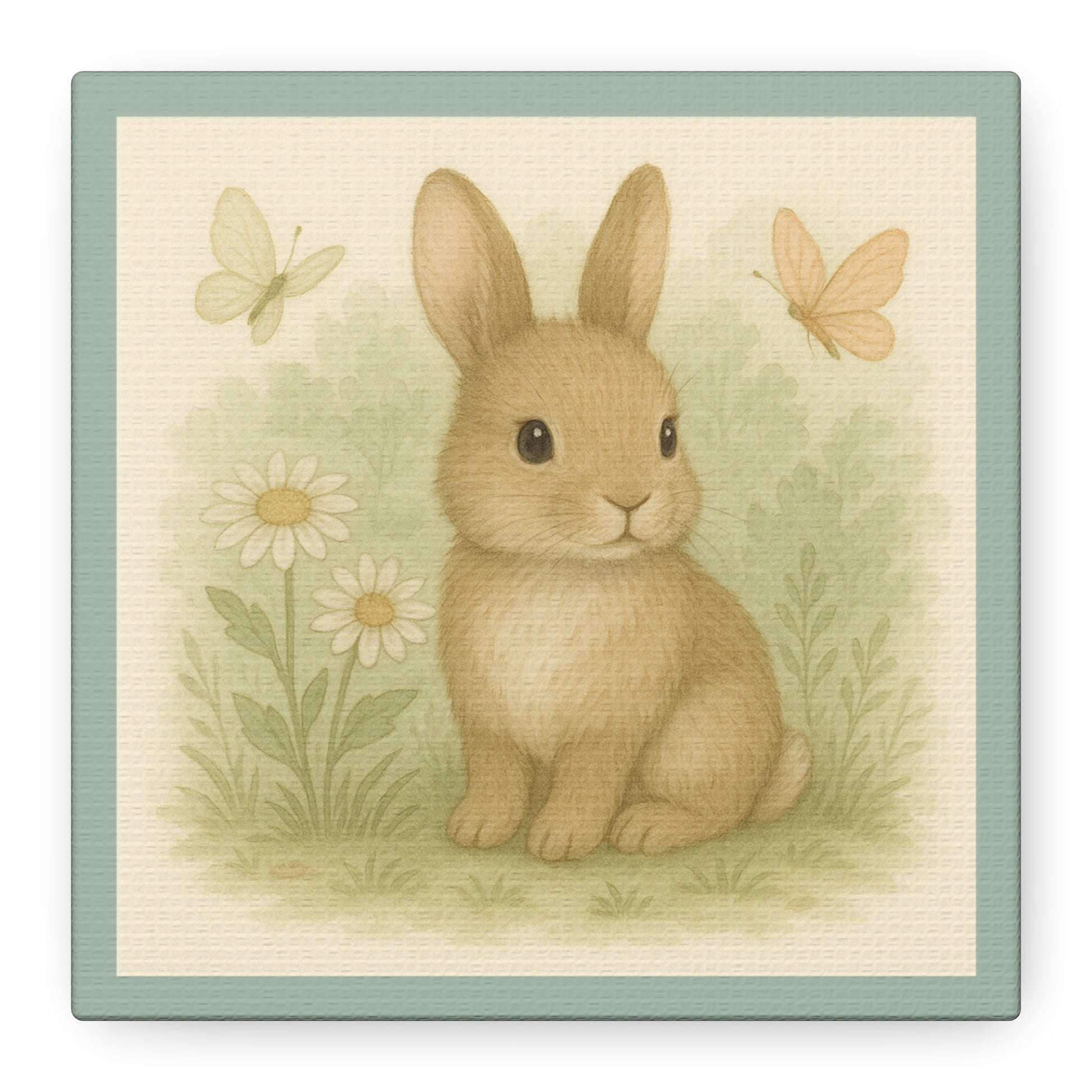 Botanical Bunny Canvas Art, Cute Wall Decor, Nursery or Kids Room, Easter Decor, Gift for Animal Lovers