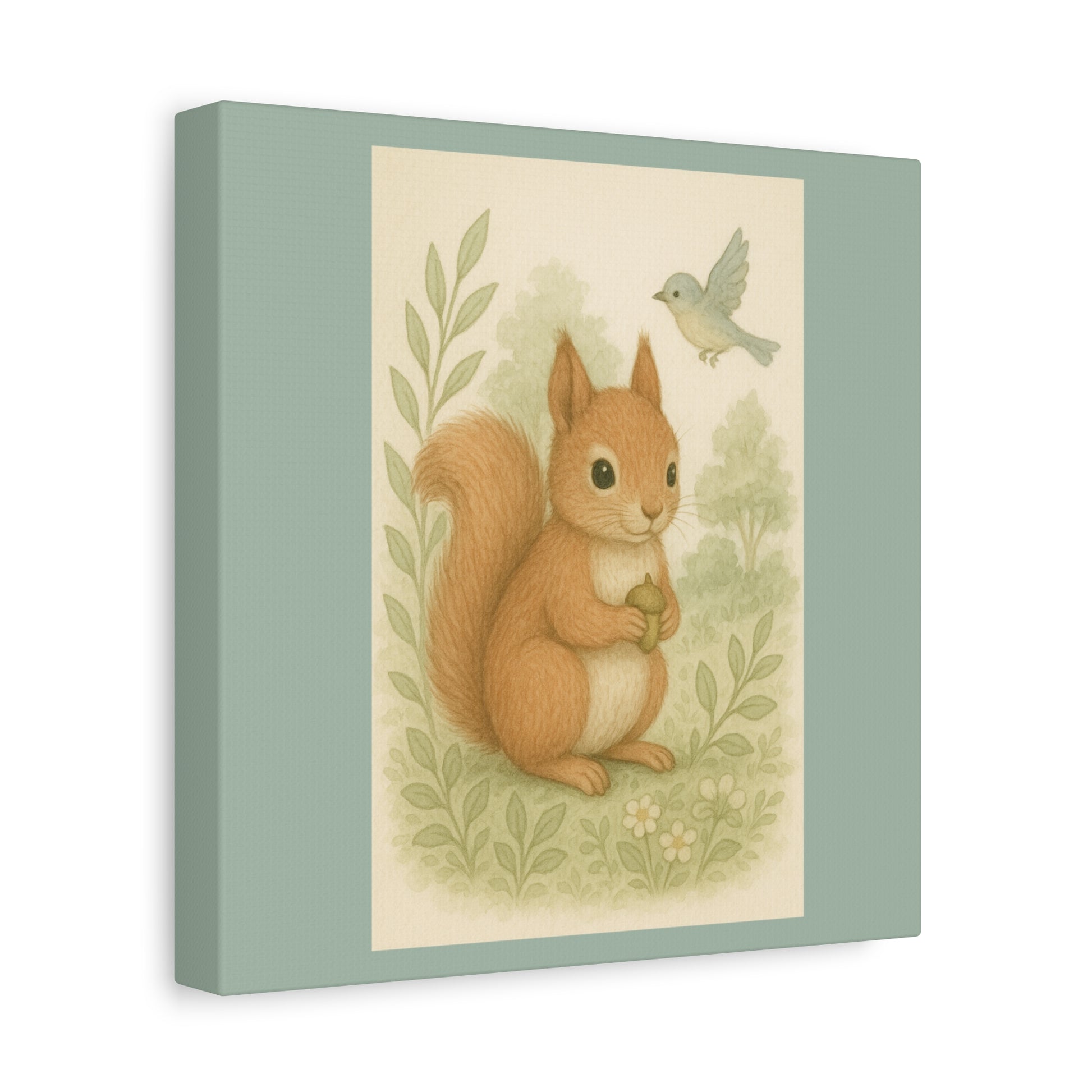 Whimsical Squirrel Canvas Print for Nurseries, Kids' Rooms, Woodland Decor, Cute Animal Wall Art, Gift for Baby Shower